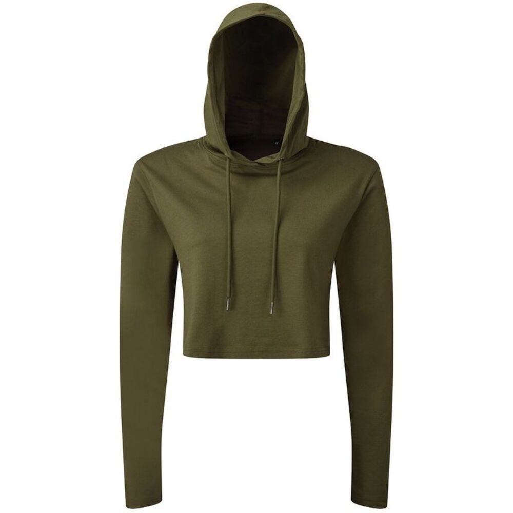 TriDri Womens/Ladies Cropped Long-Sleeved T-Shirt / Olive